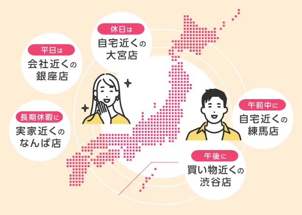 店舗数No1! 全国450店舗以上で通いやすい