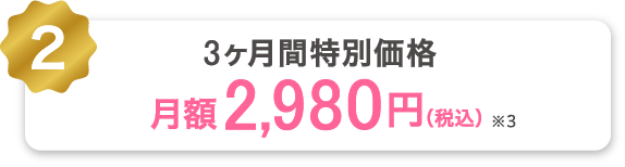 2 3ヶ月間特別価格 月額2,980円(税込)※3