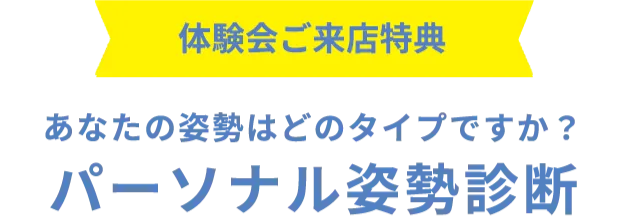 体験会ご来店特典 あなたの姿勢はどのタイプですか？ パーソナル姿勢診断