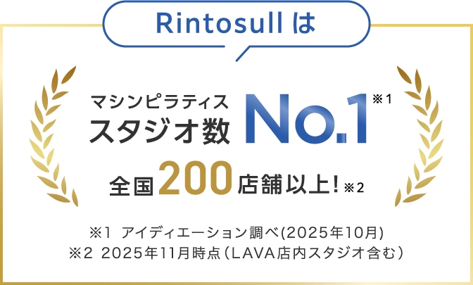 Rintosullはマシンピラティススタジオ数No.1 ※1 全国200店舗以上！ ※2