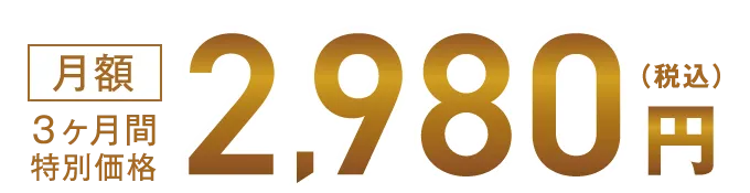 月額3ヶ月間特別価格2,980円（税込）