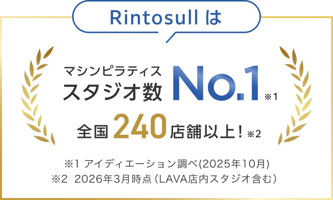 Rintosullはマシンピラティススタジオ数No.1 ※1 全国240店舗以上！ ※2