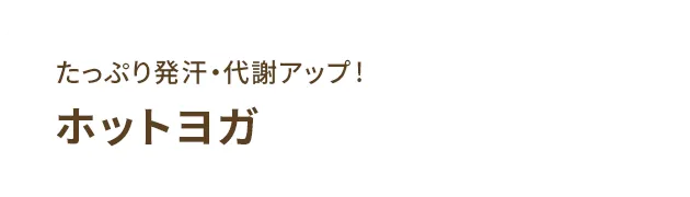 たっぷり発汗・代謝アップ！ホットヨガ