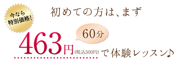 体験レッスン463円(税込500円) 60分