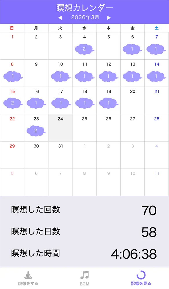 瞑想カレンダー