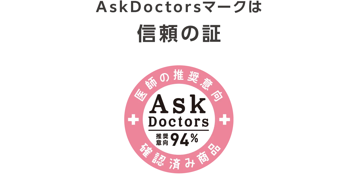 AskDoctorsマークは信頼の証 医師の推奨意向確認済み商品 AskDoctors推奨意向94%